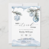 Winter Christmas Snowflake Ball Boy Baby Shower  Einladung (Vorderseite)