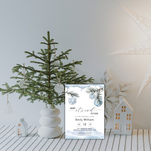 Winter Christmas Snowflake Ball Boy Baby Shower  Einladung