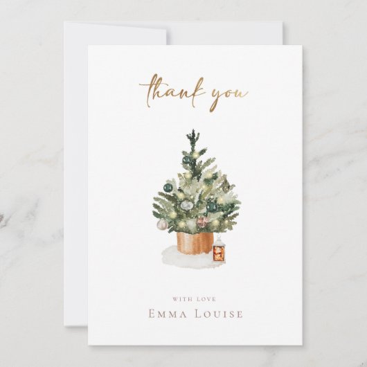 Winter Christmas Tree Baby Dusche Dankeskarte (Vorderseite)