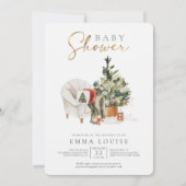 Winter Christmas Tree Baby Dusche Einladung (Vorderseite)
