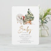 Winter Christmas Tree Baby Dusche Einladung (Stehend Vorderseite)
