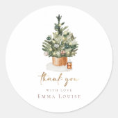 Winter Christmas Tree Baby Dusche Runder Aufkleber (Vorderseite)