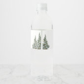 Winter Christmas Tree Baby Dusche Wasserflaschenetikett (Rückseite)
