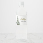 Winter Christmas Tree Baby Dusche Wasserflaschenetikett (Vorderseite)