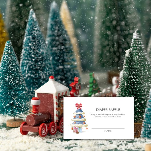 Winter Christmas Tree Diaper Raffle Baby Shower  Begleitkarte