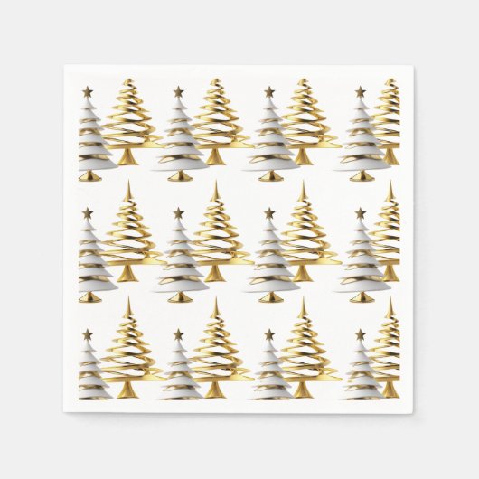 Winter christmas tree white gold holiday theme serviette (Vorderseite)