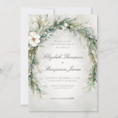 Winter Christmas Watercolor Elegante Boho Wedding Einladung (Vorderseite)