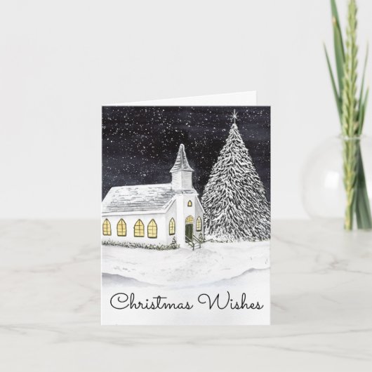 Winter Church Christmas Card Karte (Vorderseite)