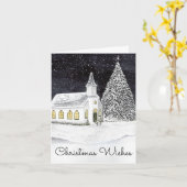 Winter Church Christmas Card Karte (Gelbe Blume)