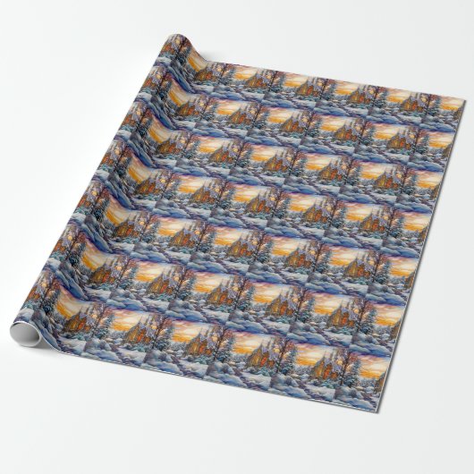 Winter Church Wrapping Paper Geschenkpapier (Ungerollt)