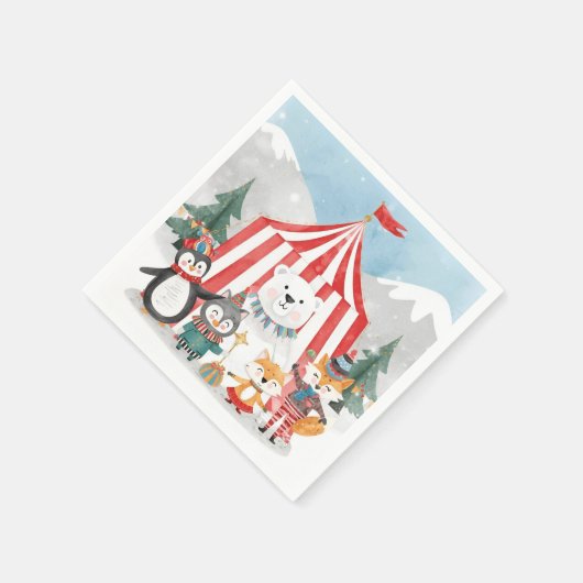Winter Circus Animal Birthday Sign | Cute Woodland Serviette (Ecke)