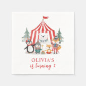 Winter Circus Animal Birthday Sign | Cute Woodland Serviette (Vorderseite)