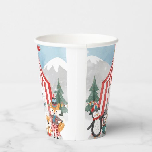 Winter Circus Animals Cute Kids Birthday Pappbecher (Rechts)