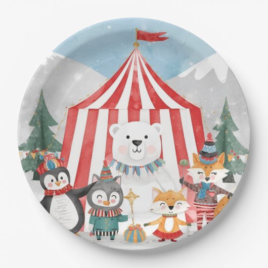 Winter Circus Animals Pappteller (Vorderseite)