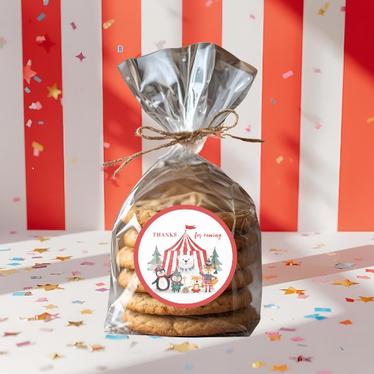 Winter Circus Animals Thank You Runder Aufkleber