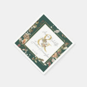 Winter Citrus Botanical Florals | Grüne Hochzeit Serviette (Ecke)