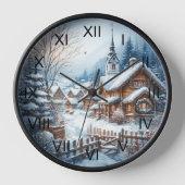 Winter City Church Snow Street Uhr (Vorderseite)