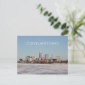 Winter Cleveland Skyline Postkarte (Stehend Vorderseite)