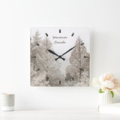 Winter Clock Custom Winter Wonderland Wall Clock Quadratische Wanduhr (Zuhause)
