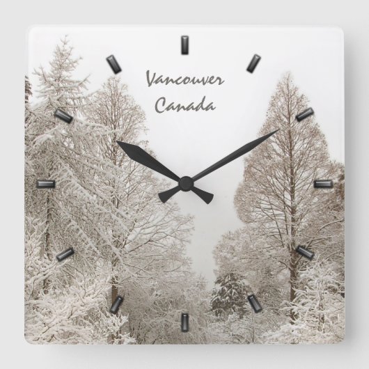 Winter Clock Custom Winter Wonderland Wall Clock Quadratische Wanduhr (Vorderseite)