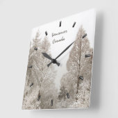 Winter Clock Custom Winter Wonderland Wall Clock Quadratische Wanduhr (Winkel)