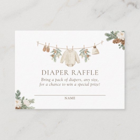 Winter Clothesline Baby Diaper Raffle Ticket Begleitkarte (Vorderseite)