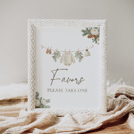 Winter Clothesline Baby Shower Favors Sign Poster