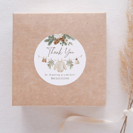 Winter Clothesline Baby Shower Runder Aufkleber