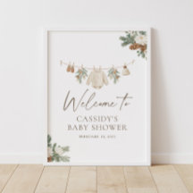 Winter Clothesline Baby Shower Welcome Sign