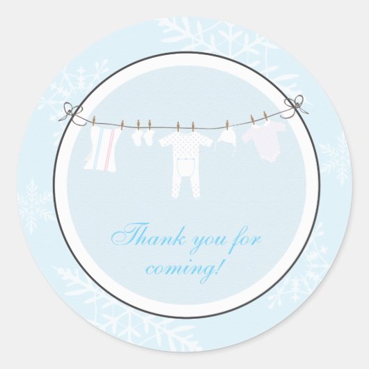 Winter Clothesline: Gefälligkeitsaufkleber oder Ad Runder Aufkleber (Vorderseite)