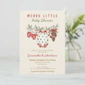 Winter Clothesline Merry little Christmas baby Einladung (Stehend Vorderseite)