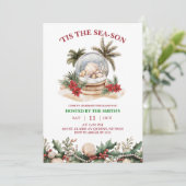 Winter Coastal Christmas Party Einladung (Stehend Vorderseite)