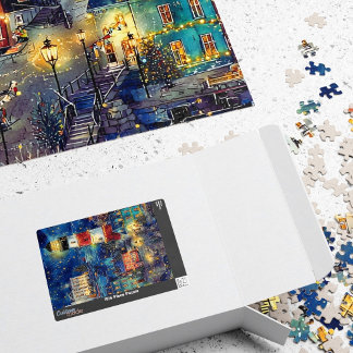 Winter Coastal Village Town by the Sea 1014 Piece Puzzle