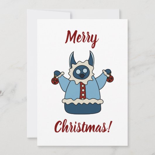 Winter coat Christmas monster Feiertagskarte (Vorderseite)