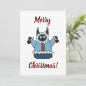 Winter coat Christmas monster Feiertagskarte (Stehend Vorderseite)