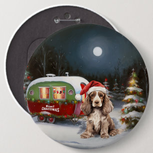 Winter Cocker Spanisch Caravan Weihnachtsabenteuer Button