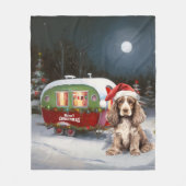 Winter Cocker Spanisch Caravan Weihnachtsabenteuer Fleecedecke (Vorderseite)