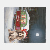 Winter Cocker Spanisch Caravan Weihnachtsabenteuer Fleecedecke (Vorderseite (Horizontal))