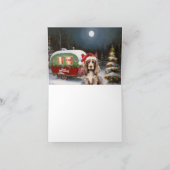 Winter Cocker Spanisch Caravan Weihnachtsabenteuer Karte (Innenseite)