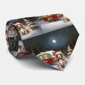 Winter Cocker Spanisch Caravan Weihnachtsabenteuer Krawatte (Gerollt)