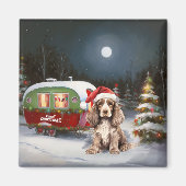 Winter Cocker Spanisch Caravan Weihnachtsabenteuer Magnet (Vorne)