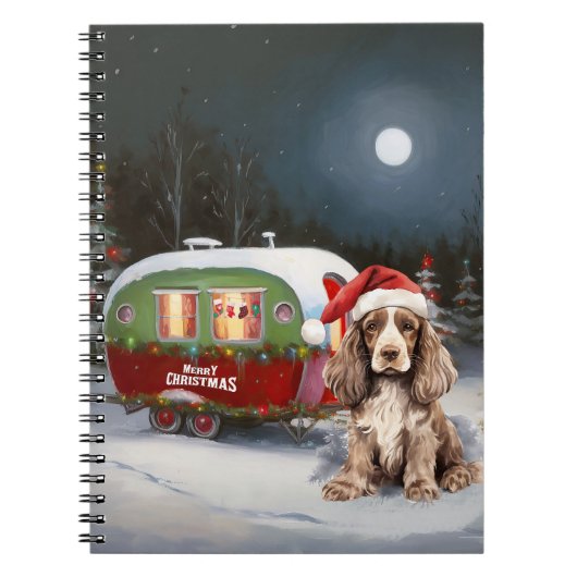 Winter Cocker Spanisch Caravan Weihnachtsabenteuer Notizblock (Vorderseite)