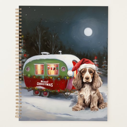 Winter Cocker Spanisch Caravan Weihnachtsabenteuer Planer (Vorderseite)