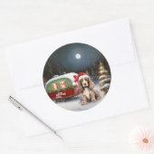 Winter Cocker Spanisch Caravan Weihnachtsabenteuer Runder Aufkleber (Umschlag)
