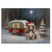 Winter Cocker Spanisch Caravan Weihnachtsabenteuer Schneidebrett (Vorderseite)