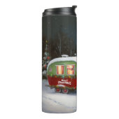 Winter Cocker Spanisch Caravan Weihnachtsabenteuer Thermosbecher (Nach links gedreht)