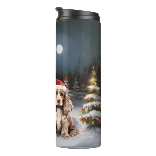 Winter Cocker Spanisch Caravan Weihnachtsabenteuer Thermosbecher (Nach rechts gedreht)