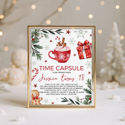 Winter Cocoa Birthday Time Capsule Sign Sockelschild