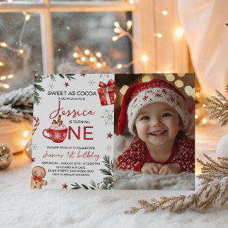 Winter-Cocoa-Erstgeburtstagseinladung Foto Einladung