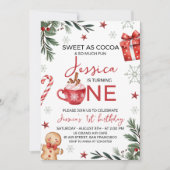 Winter Cocoa First Birthday Invite Einladung (Vorderseite)
